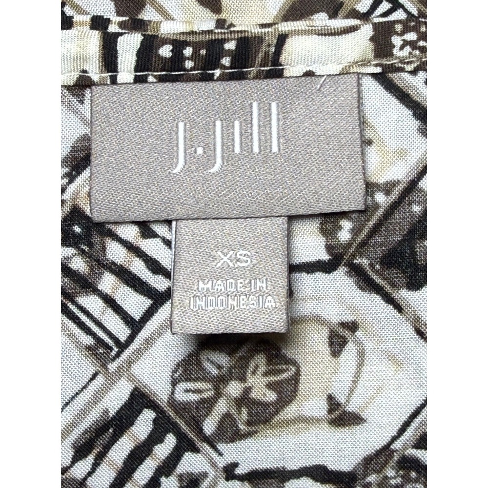 J. Jill Black White Tan Geometric Print V Neck Tunic Top XS - Picture 7 of 8